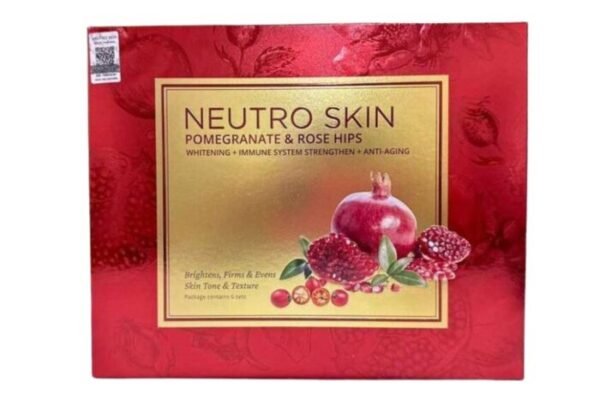 A box of Neutro Skin Pomegranate and Rose Hips Whitening Injection vials