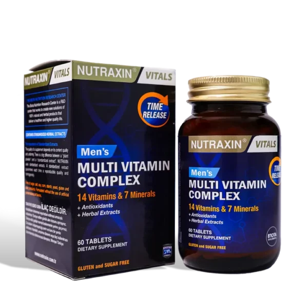 nutraxin multivitamin mineral complex erkek 60 tablet